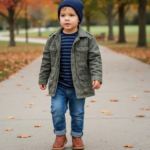 1989 Place Khaki Green Utility Jacket 4T - Picture 1 of 9